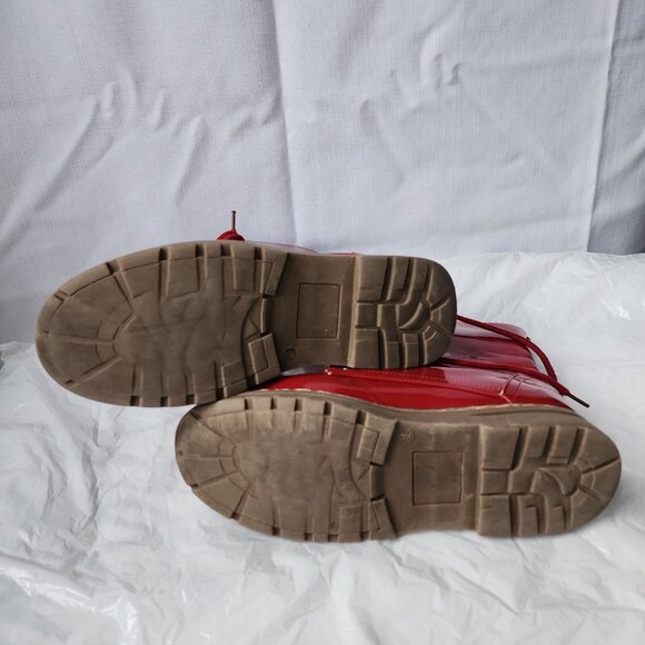 Laundry List Red patent leather Lace-up Boots Unisex size 9M. - Picture 12 of 13